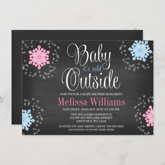 Baby ist es kalte äußere Schneeflocke-Babyparty Einladung (Vorne/Hinten)