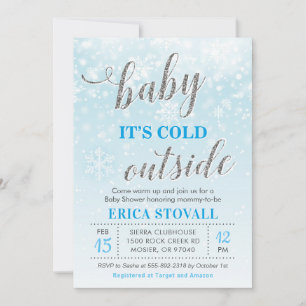 Baby ist es kalte äußere Winter-Babyparty-blauer Einladung