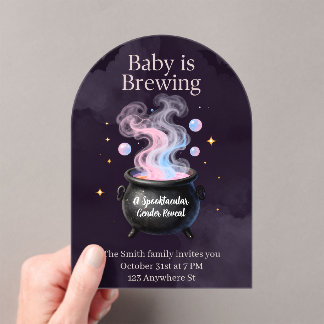 Baby ist im Anflug Hexenkessel Halloween Geschlech Acryleinladungen