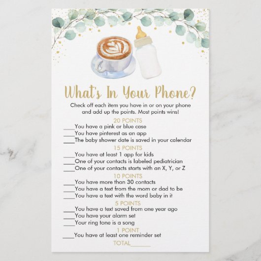 Baby ist Kaffee brauen, was in Ihrem Handyspiel is (Vorderseite)