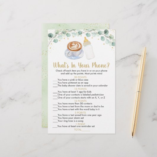 Baby ist Kaffee brauen, was in Ihrem Handyspiel is (Vorderseite/Rückseite Beispiel)