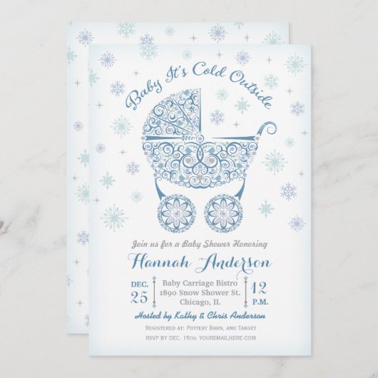 Baby ist kalt draußen, Boy-Dusche-Einladung Einladung (Vorne/Hinten)