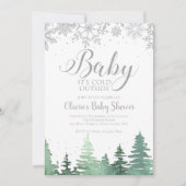 Baby ist kalt draußen im Winter Bäume Einladung (Vorderseite)