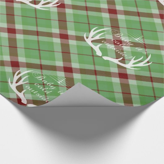 Baby ist kalt draußen Script Grün Kariert Urlaub Geschenkpapier (Ecke)