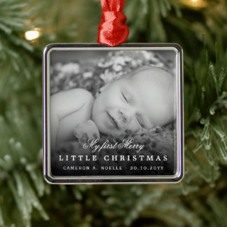 Baby ist mein erstes, fröhliches, kleines, Niedlic Silbernes Ornament