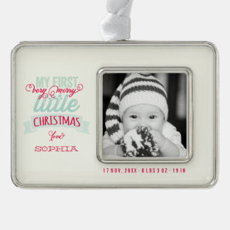 Baby ist mein sehr fröhliches, kleines Niedliches  Rahmen-Ornament Silber