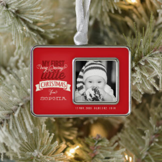Baby ist mein sehr fröhliches, kleines Niedliches  Rahmen-Ornament Silber