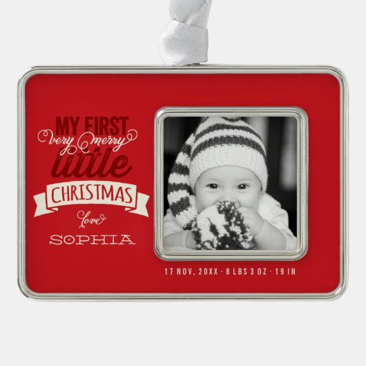 Baby ist mein sehr fröhliches, kleines Niedliches  Rahmen-Ornament Silber (Vorderseite)