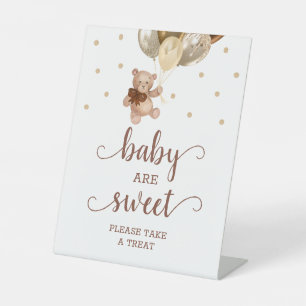 Baby ist süßer Teddy Bär Brown Gold Dessert Table Sockelschild