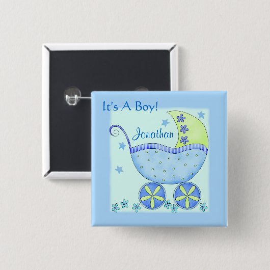 Baby "It a Boy" Name Personalisiert Abzeichen Butt Button (Vorne & Hinten)