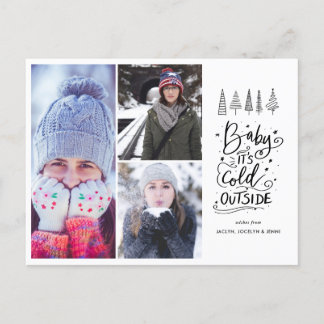 Baby It Cold Outdoor Modern Script Foto Feiertagspostkarte