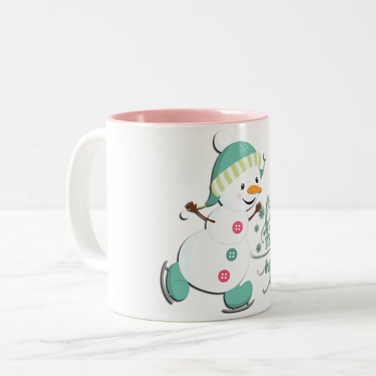 Baby It Cold Snowmen Zweifarbige Tasse (Vorderseite Links)