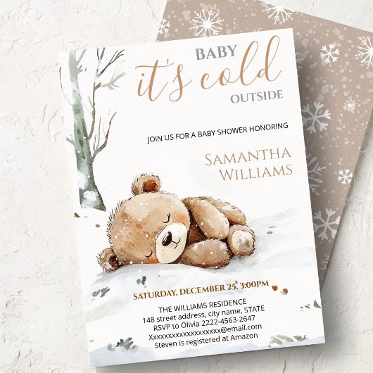 Baby It’s Cold Outside bear Baby Shower Invitation Einladung