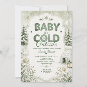 Baby It’s Cold Outside Grüne Winter-Baby-Party Einladung
