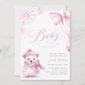 Baby It’s Cold Outside Pink Bear Baby Shower Einladung (Vorderseite)