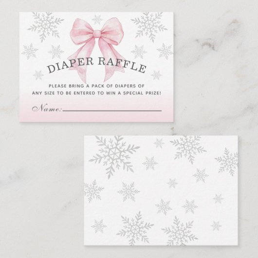 Baby It’s Cold Outside Pink Bow Diaper Raffle Visitenkarte (Vorne/Hinten)
