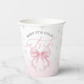Baby It’s Cold Outside Pink Bow Winter Baby Shower Pappbecher (Vorderseite)