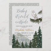 Baby It’s Cold Outside Snowy Owl Baby Shower Einladung (Vorne/Hinten)