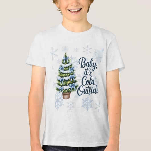 Baby, It’s Cold Outside Winter Baby Boy Shower Tri-Blend Shirt (Vorderseite)