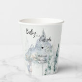 Baby It’s Cold Outside Winter Evergreen Woodland  Pappbecher (Rückseite)