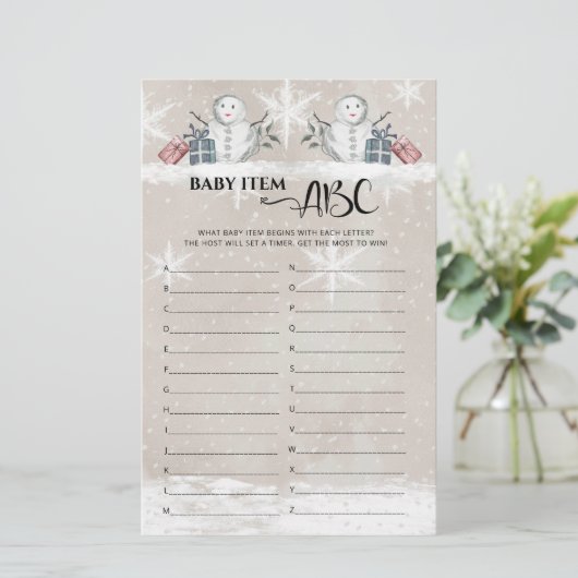 Baby Item ABC Snowman Baby Dusche (Stehend Vorderseite)