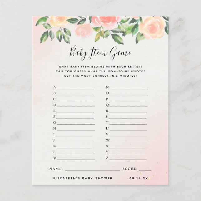 Baby Item Game | Baby Showspiel (Vorderseite)