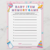 Baby Item Memory Game [Baby Basics Pink] Briefbogen (Vorderseite)