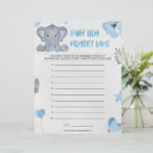 Baby Item Memory Game [Baby Elephant [blau] Briefbogen (Stehend Vorderseite)