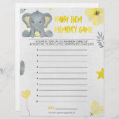 Baby Item Memory Game [Baby Elephant [Gelb] Briefbogen (Vorne/Hinten)