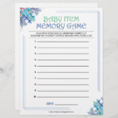 Baby Item Memory Game [Blue Floral] Briefbogen (Vorne/Hinten)