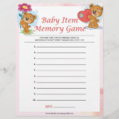 Baby Item Memory Game [Teddy Bears] Briefbogen (Vorderseite)