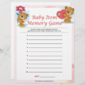 Baby Item Memory Game [Teddy Bears] Briefbogen (Vorne/Hinten)