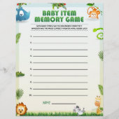 Baby Item Memory Game [Thema Tier] Briefbogen (Vorderseite)