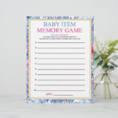 Baby-Item-Memory-Spiel [Floral-Wasserfarben] Briefbogen (Stehend Vorderseite)