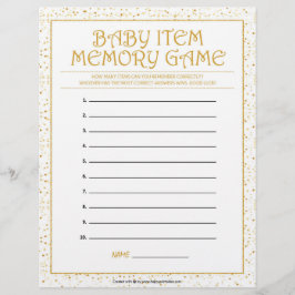 Baby-Item-Memory-Spiel [Goldene Glitzern] Briefbogen