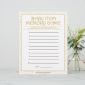 Baby-Item-Memory-Spiel [Goldene Glitzern] Briefbogen (Stehend Vorderseite)