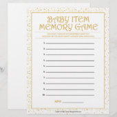 Baby-Item-Memory-Spiel [Goldene Glitzern] Briefbogen (Vorne/Hinten)