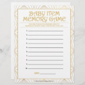 Baby-Item-Memory-Spiel [Goldene Linien] Briefbogen (Vorne/Hinten)