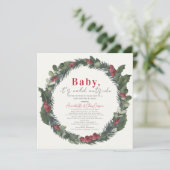 Baby It's Cold Holiday Wreath Baby Shower by Mail Einladung (Stehend Vorderseite)