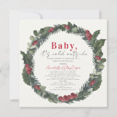 Baby It's Cold Holiday Wreath Baby Shower by Mail Einladung (Vorderseite)