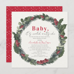 Baby It's Cold Holiday Wreath Baby Shower by Mail Einladung
