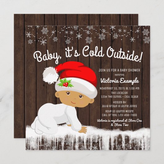 Baby its Cold Outdoor Boys Weihnachtsdusche Einladung (Vorne/Hinten)