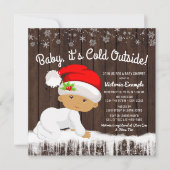 Baby its Cold Outdoor Boys Weihnachtsdusche Einladung (Vorderseite)
