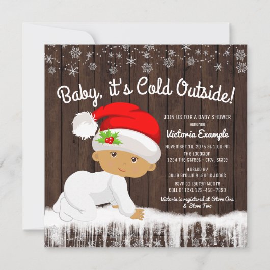 Baby its Cold Outdoor Boys Weihnachtsdusche Einladung (Vorderseite)