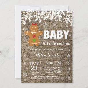 Baby its Cold Outdoor Gingerbread Man Baby Shower Einladung