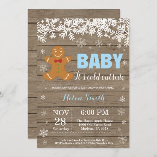 Baby its Cold Outdoor Gingerbread Man Baby Shower Einladung (Vorne/Hinten)