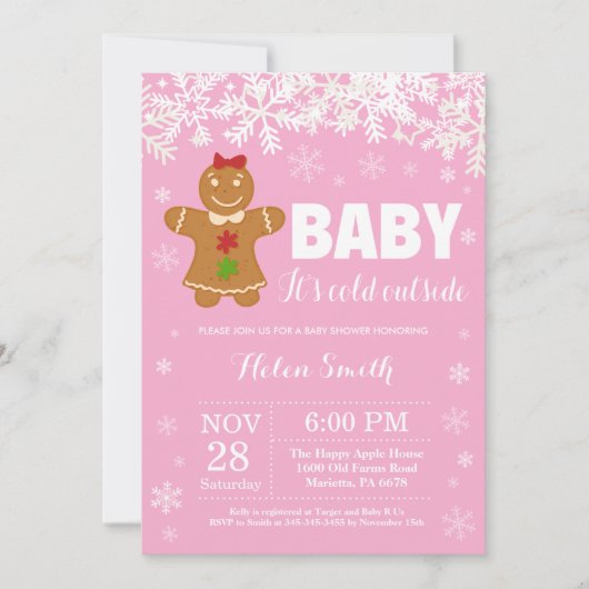 Baby its Cold Outdoor Gingerbread Man Baby Shower Einladung (Vorderseite)