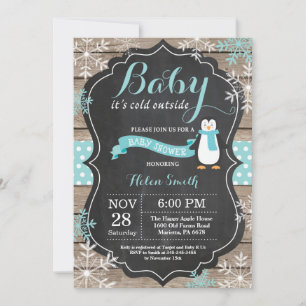Baby its Cold Outdoor Pinguin Aqua Baby Shower Einladung