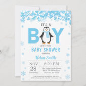 Baby its Cold Outdoor Pinguin Boy Baby Shower Einladung (Vorderseite)