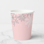 Baby its Cold Outdoor Pink Snowflakes Babydusche Pappbecher (Rückseite)